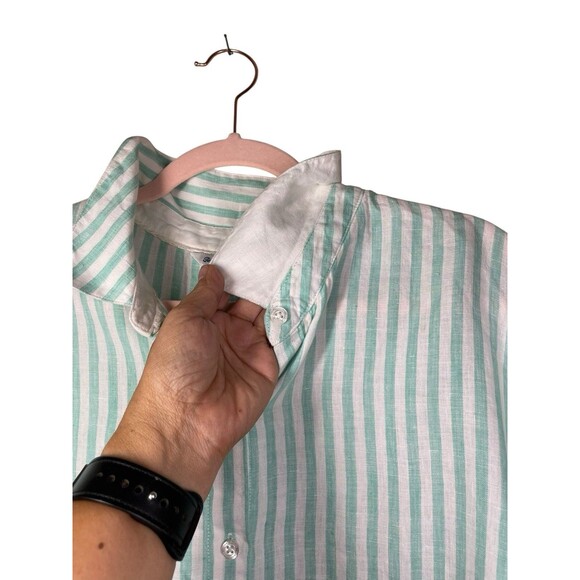 Tommy Bahama Turquoise Linen Button Front Top Size XL Tunic Beach Resort - Picture 10 of 15